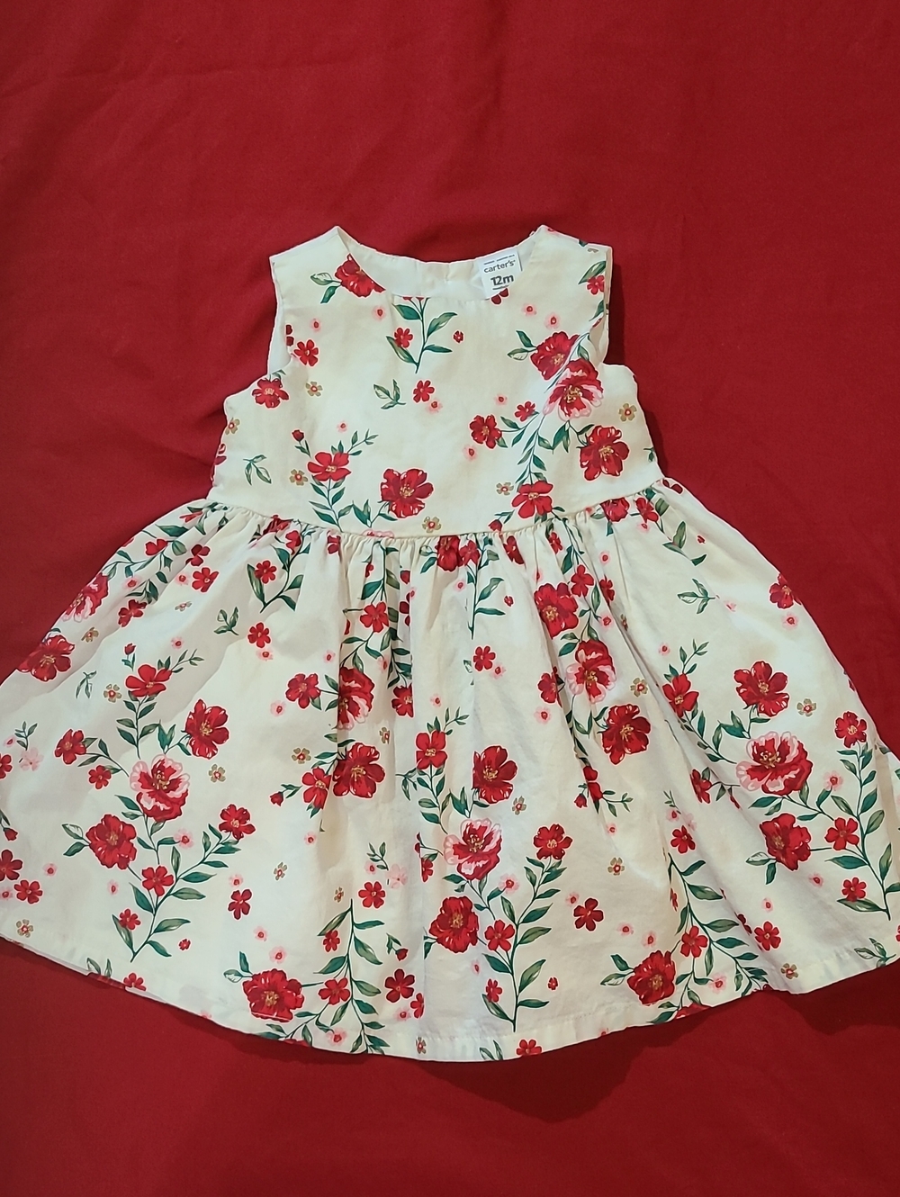 Carter's White Dress with Red Floral Print